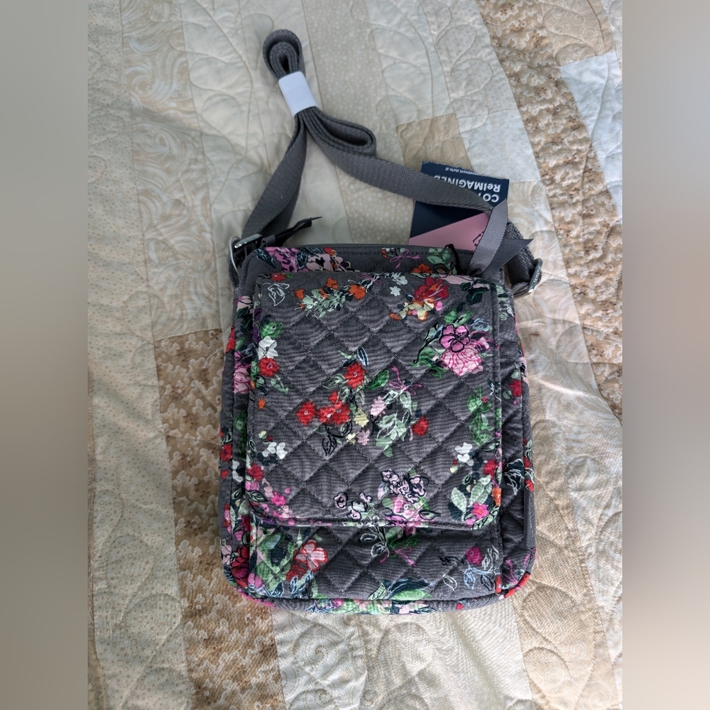 New!! Vera Bradley gray floral cross body bag